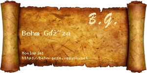 Behm Géza névjegykártya